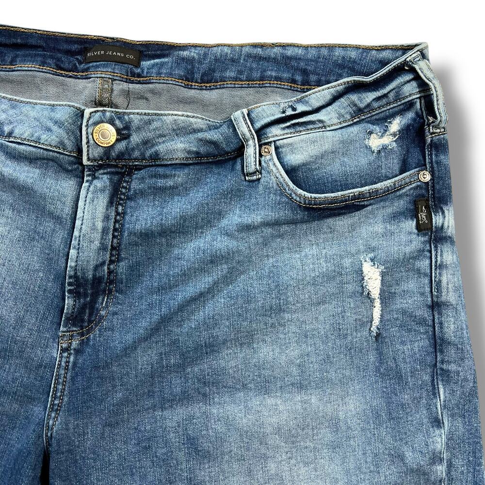 Silver Jeans Co Womens Denim Blue Jean Shorts Distressed Bermuda Length Size 20 - Picture 3 of 9